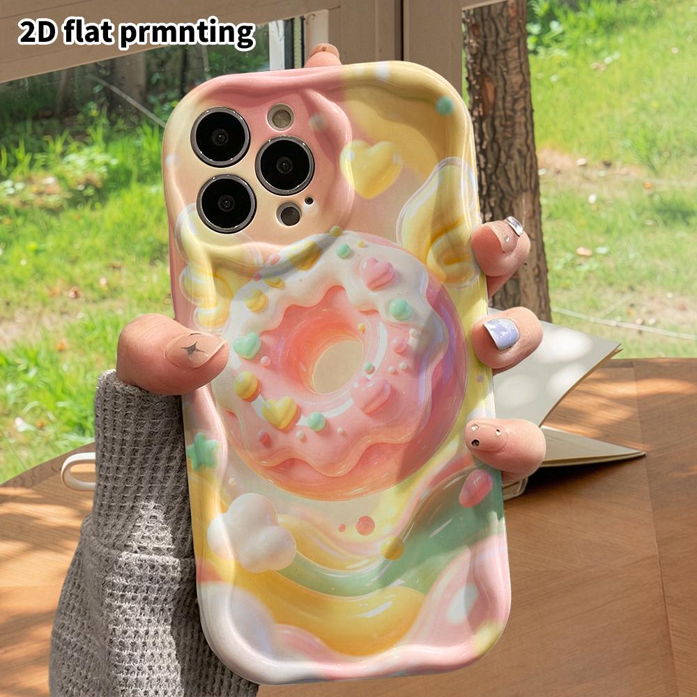 Phone Case: 2D flat design suitable for iPhone 18 17 16 15 14 13 Pro protective case, with winged donut, perfect Christmas and Halloween holiday gift