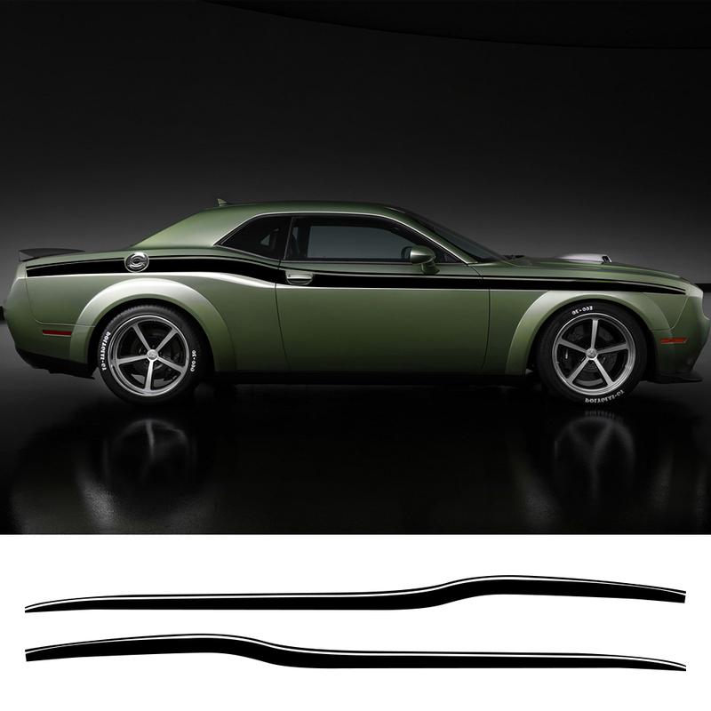 2Pcs Car Side Body Waistline Stickers Racing Stripe Vinyl Film Decals Auto Accessories For Dodge Challenger SRT Hellcat SXT GT