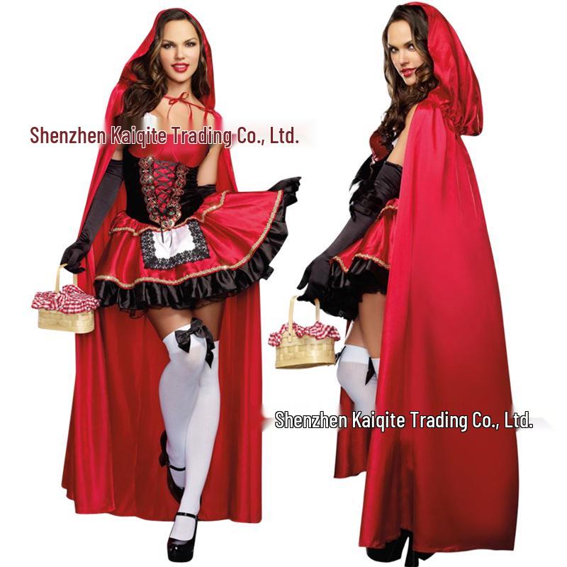 Costume da Cappuccetto Rosso Regina Mantello Europeo e Americano per Palcoscenico e Halloween