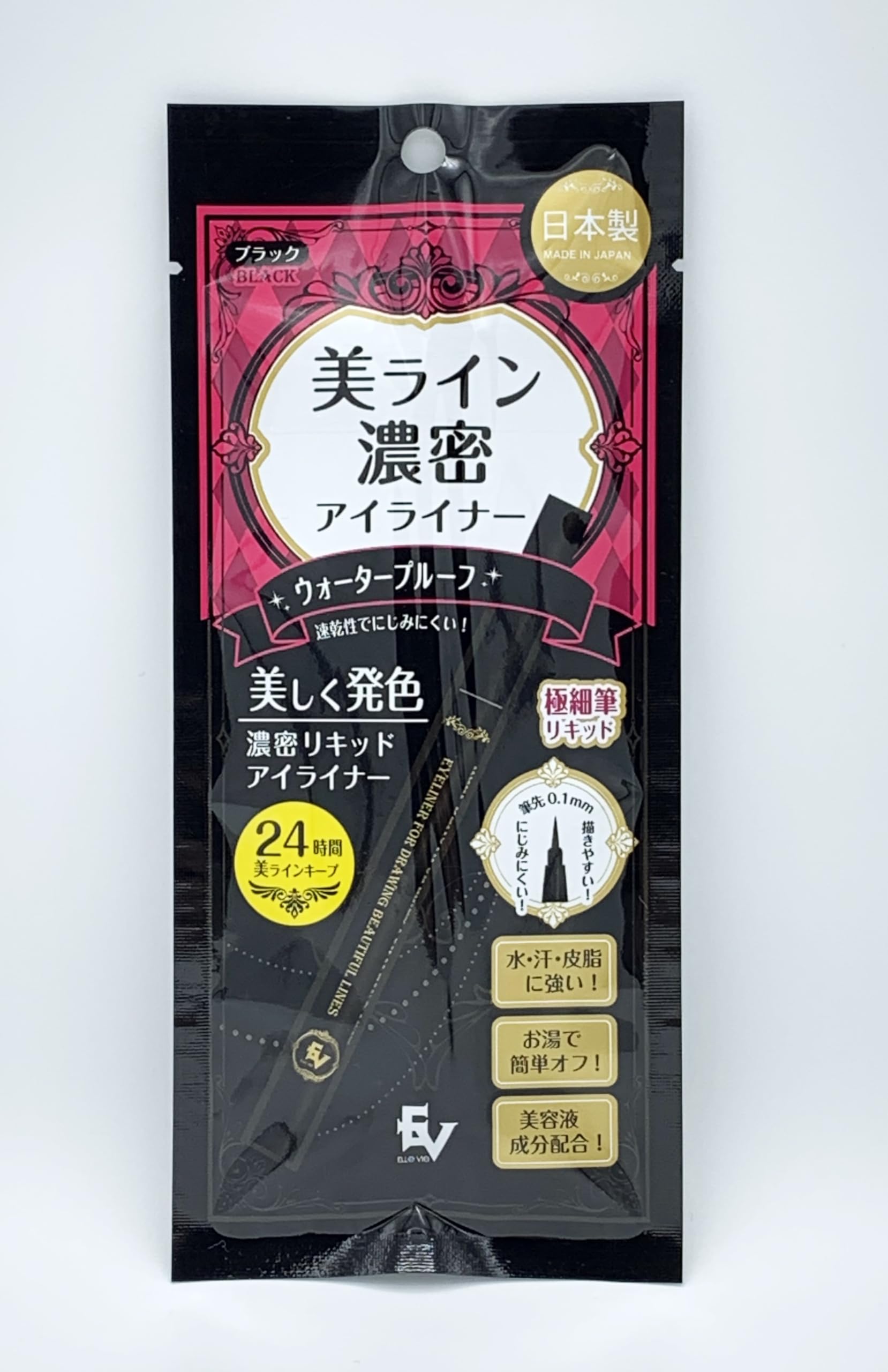 

ELLE VIE Красивая линия Плотная жидкая кисть Черная подводка для глаз, наконечник 0,1 мм, водостойкая, чёрный