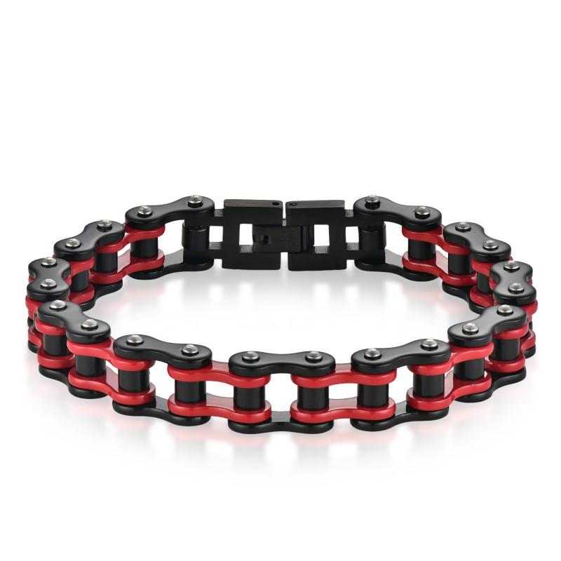 Stainless Steel Chain Bracelet Men Cycling Motorcycle Biker Gear Punk Style Geometric Link Wristband