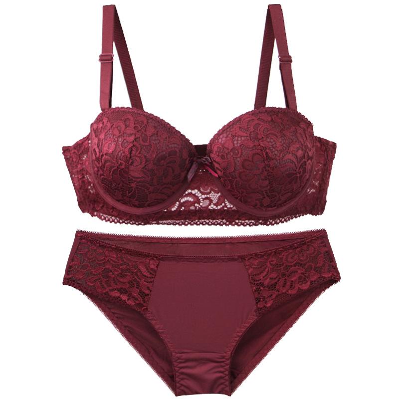 Sexy Stylish Lace Bra and Panty Set Featuring Underwire Push-up Support and Lightweight Skin-friendly Fabric