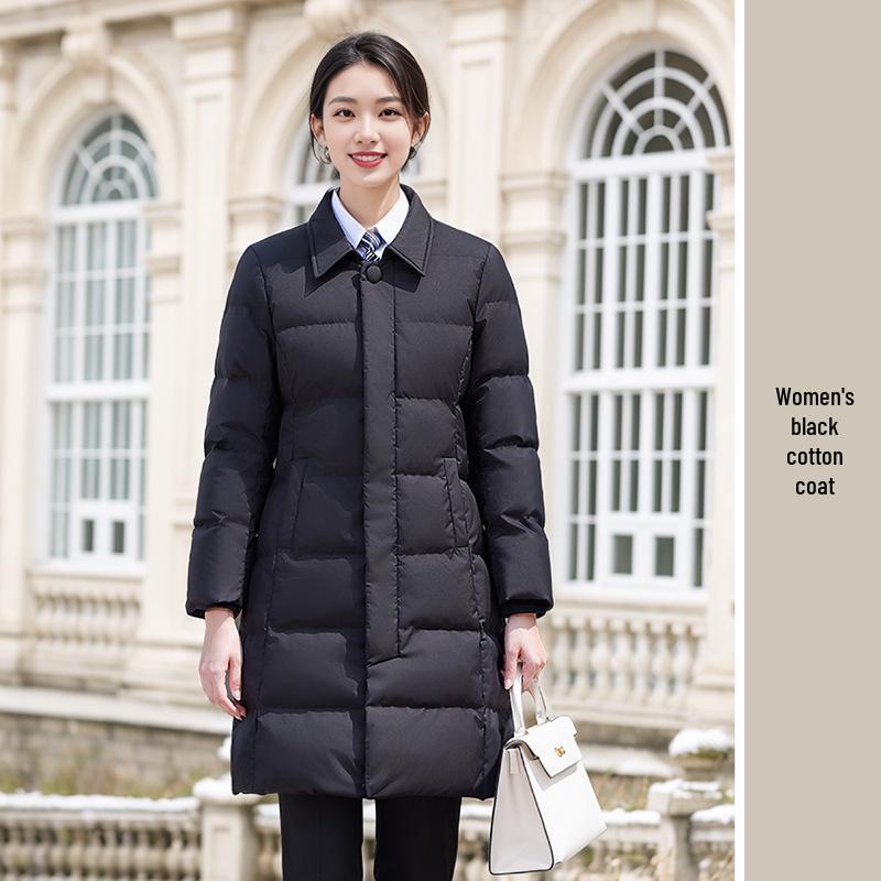 2025 Autumn/Winter Unisex Mid-Length Thickened Down Cotton Coat for Formal Wear