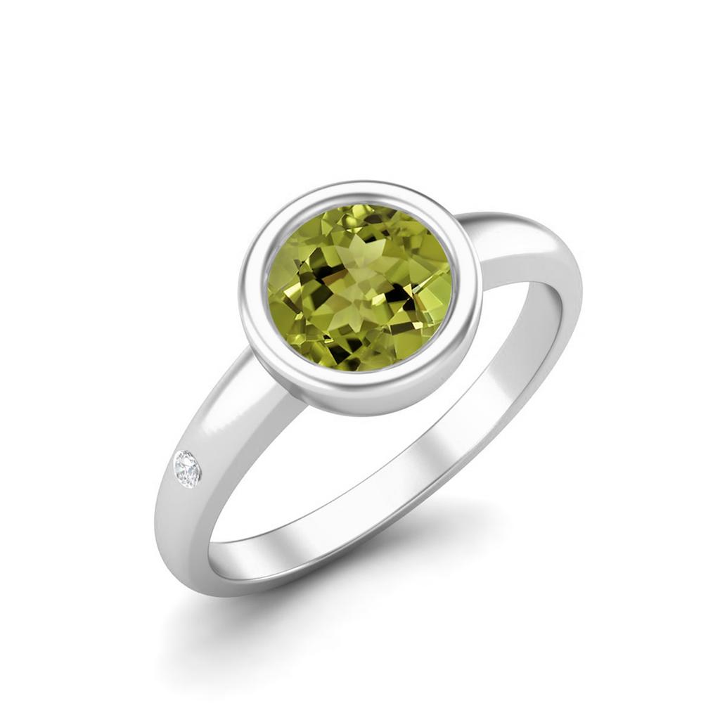 0.85 Ctw Round 925 Sterling Silver Peridot Solitaire Women Wedding Promise Ring