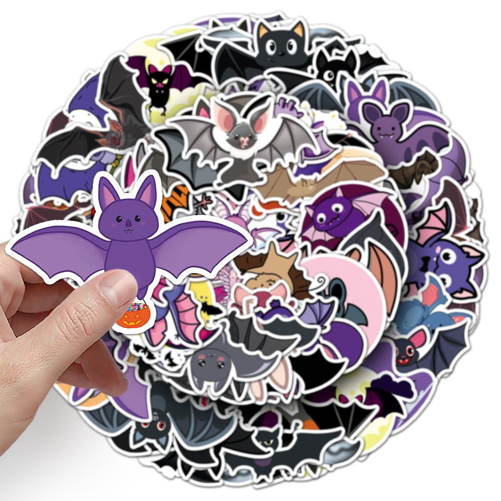 50 Bat Graffiti Cartoon Halloween Animal Guka Water Cup Suitcase Stickers, Waterproof