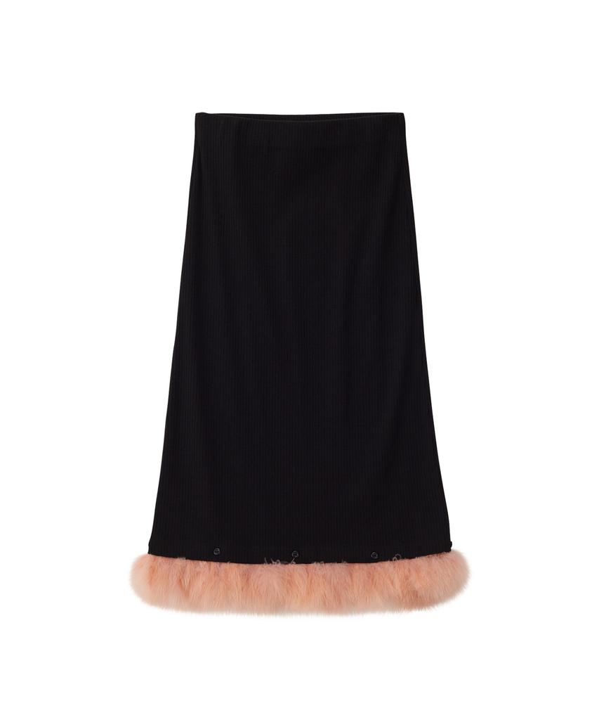 Salon De Yon Fur Trimming Skirt_ Black