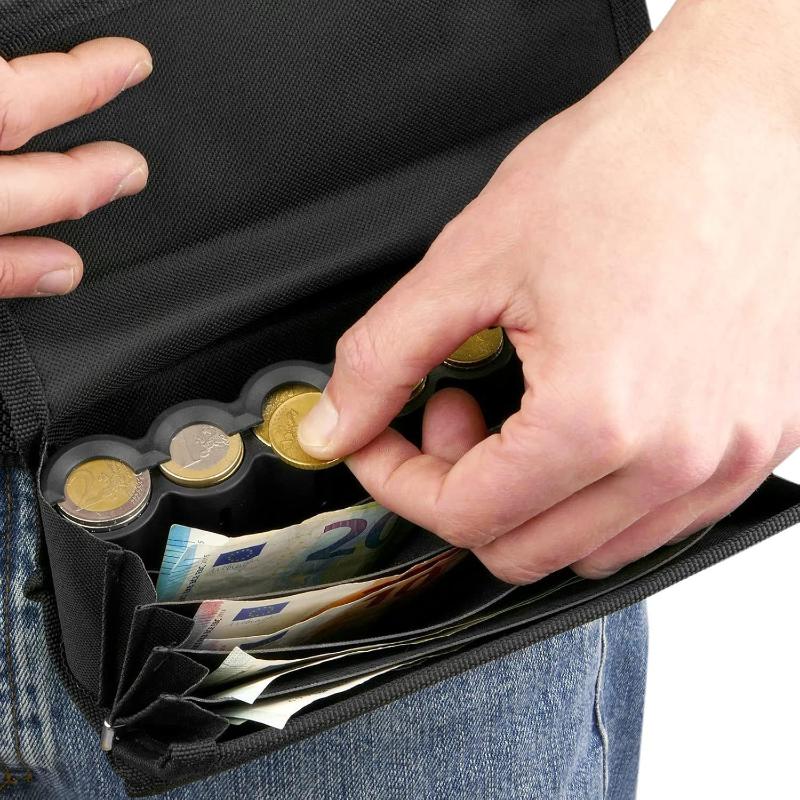 Multi Pocket Waist Bag Euro Coin Holder Portable Coin Storage Money Box Wallet Purse For Waiter Driver Cash Money Phone Safe