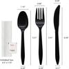 Individually Wrapped Plastic Cutlery Packets Silverware Kits Black Fork Spoon Knife Napkin Salt Pepper 50 Sets