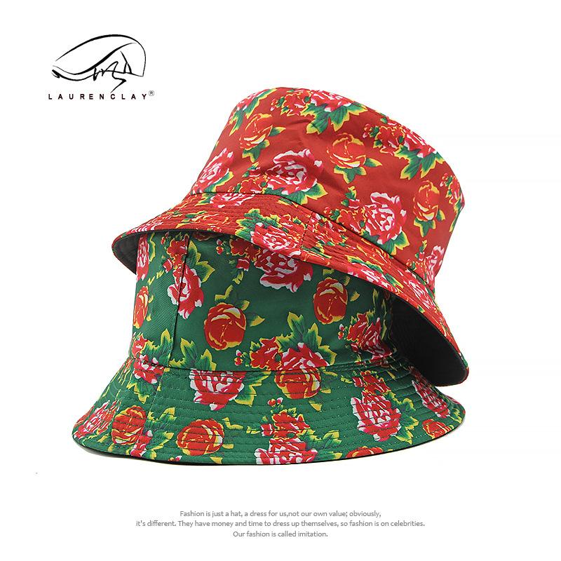 

Medium and large flower cloth hat men and women spring and summer sun protection visor can wear bucket hat on both sides M（56-58cm） червоний