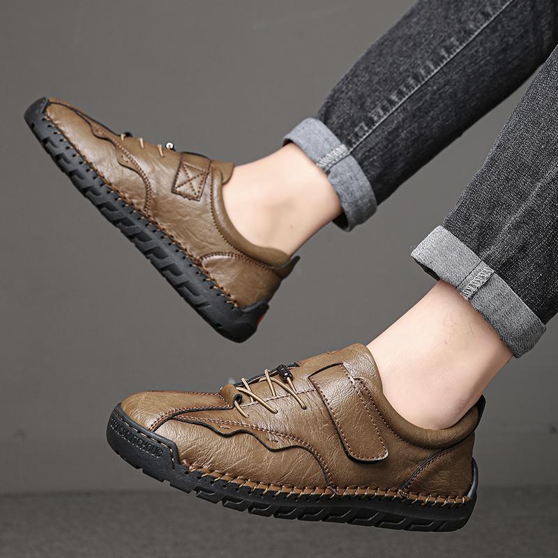 Men's Retro Casual Shoes Large Size Genuine Leather Handmade Casual Shoes Light Shoes
