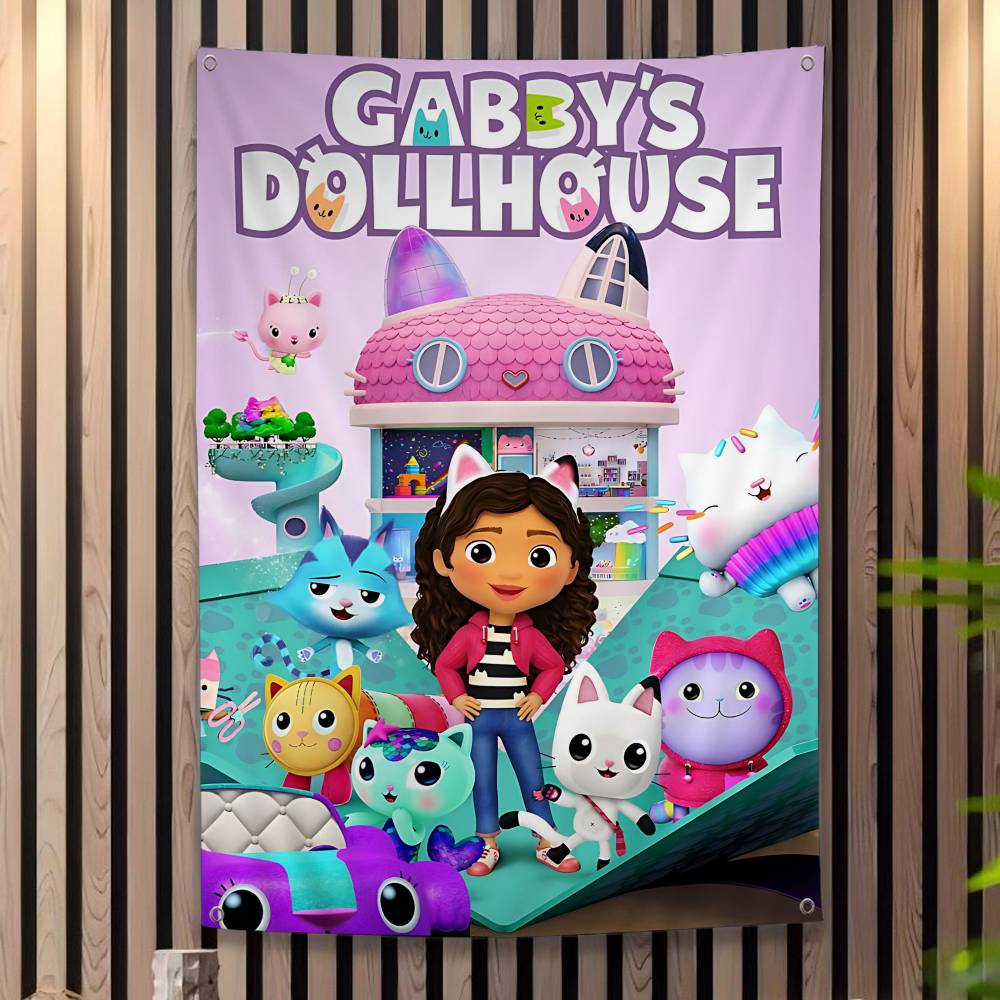 

Funny Vintage GGabbys Classic Dollhouse Large Size Flags Printing Patterns Interesting Birthday Party Decorations Banner 74x94cm(29x37in)