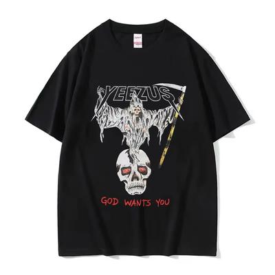 Camiseta Oversize Kanye West Yeezus God Wants You Top Cómodo 100% Algodón Camiseta de Verano para Mujer Tendencia de Moda Camiseta 61734