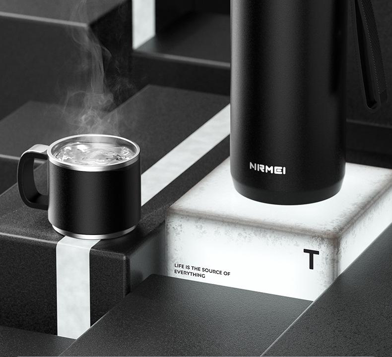 Pánská 1000ml nerezová láhev s čajovým sítkem a na vodu – špičková, velkokapacitní, přenosná izolovaná nádoba