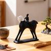 Abstract Man Black White Horse Figurine Modern Minimalist Artistic Horse Statue Resin Sculpture Home Office Desktop Decoration Ornament