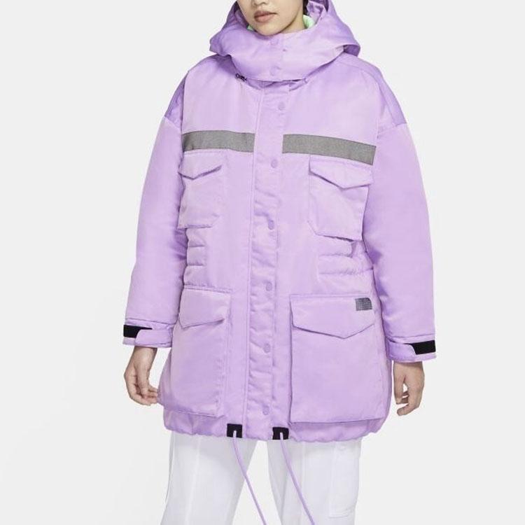 Nike Sportswear Down-Fill City Ready Warm Multi-Pocket Reflective Long Hooded Down Jacket Women outerwear Purple CZ1142-589