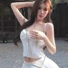 Hollow Lace Corset Slim Fit Suspender Vest Elastic Crop Tops  Travel
