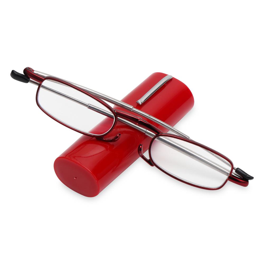 Mini Portable Reading Glasses with Tube Case Men Women Spring Hinge Anti Eyestrain Computer Presbyopia Eyeglasses 1.0~4.0x