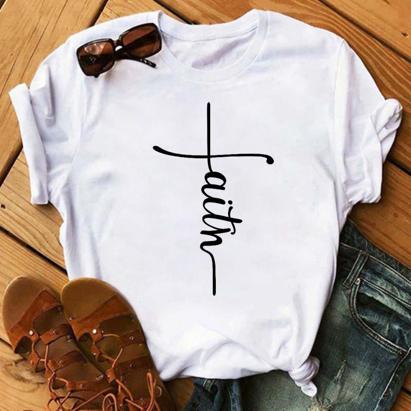 Maycaur Fashion Women T-shirt Christian Tops Harajuku Love Graphic Printed Tees Female T Shirts Casual Tees Tops Camisetas Mujer