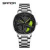 Sanda Men's Waterproof Alloy Quartz Watch with Creative Rotating Dial