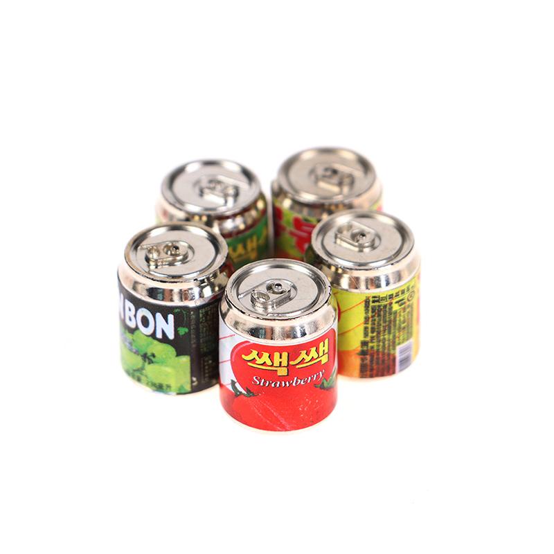 5Pc 1/12 Cute Miniature Doll House Fruit Drink Can Bottle Food Accessories