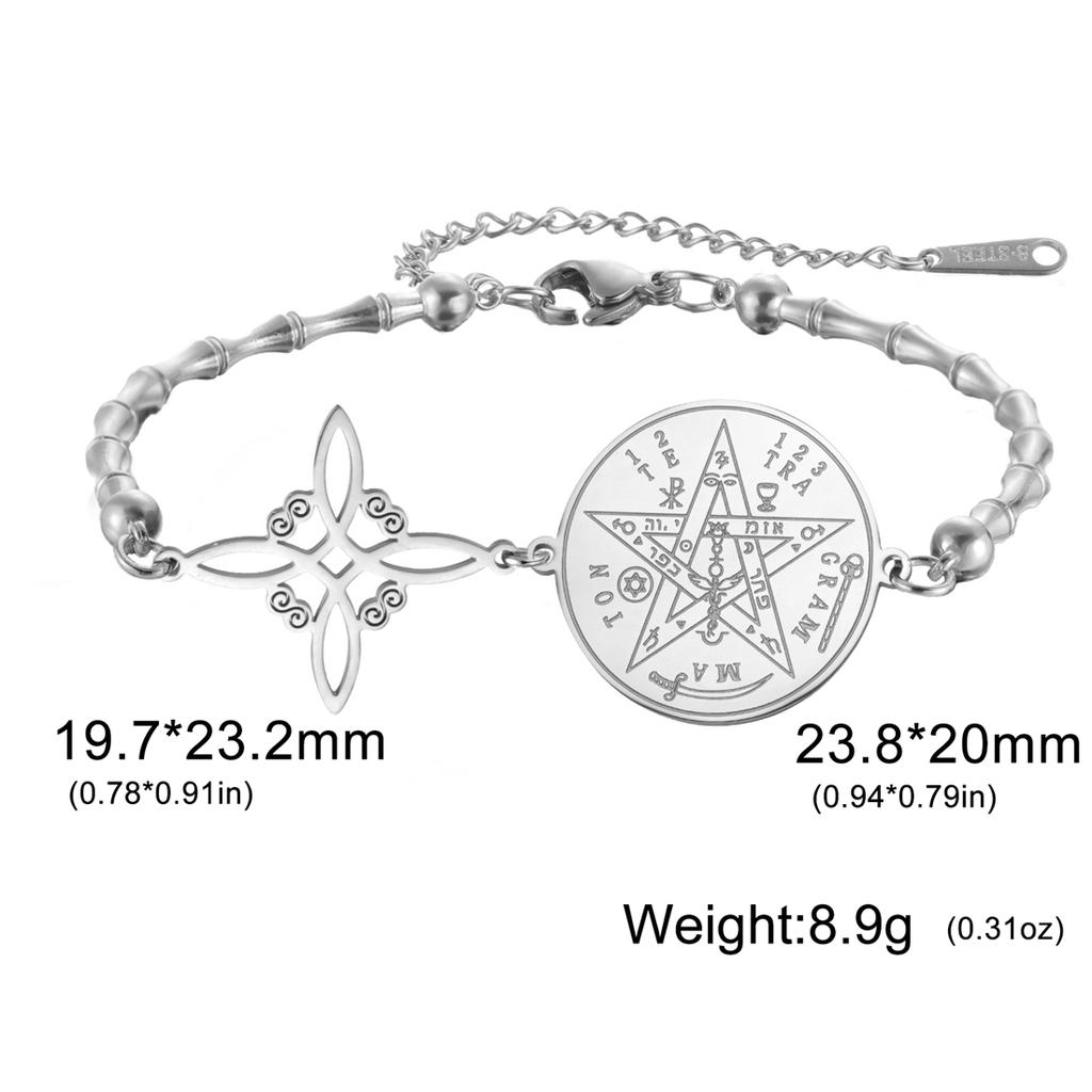 EUEAVAN Classic Witch Knot Bracelet For Women Stainless Steel Tetragrammaton Pentacle Bracelet Double Protection Jewelry Gifts