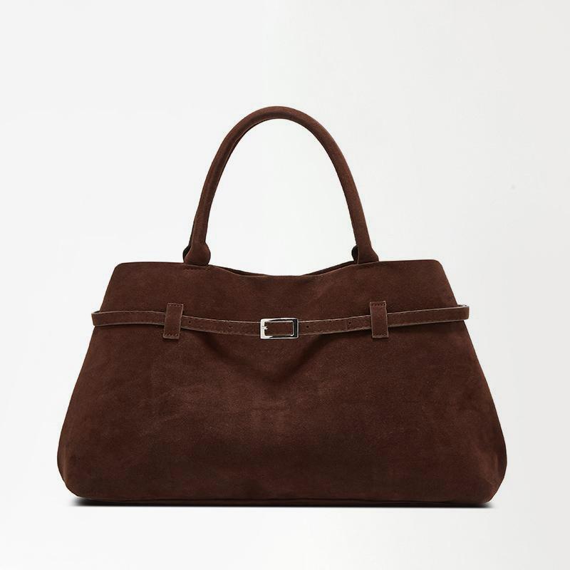 

Women s Large Capacity Vintage Tote Bag - Elegant Brown, Structured Snap Closure, Sturdy Handles for Work, Travel, Everyday Use 38x16x25cm кавовий