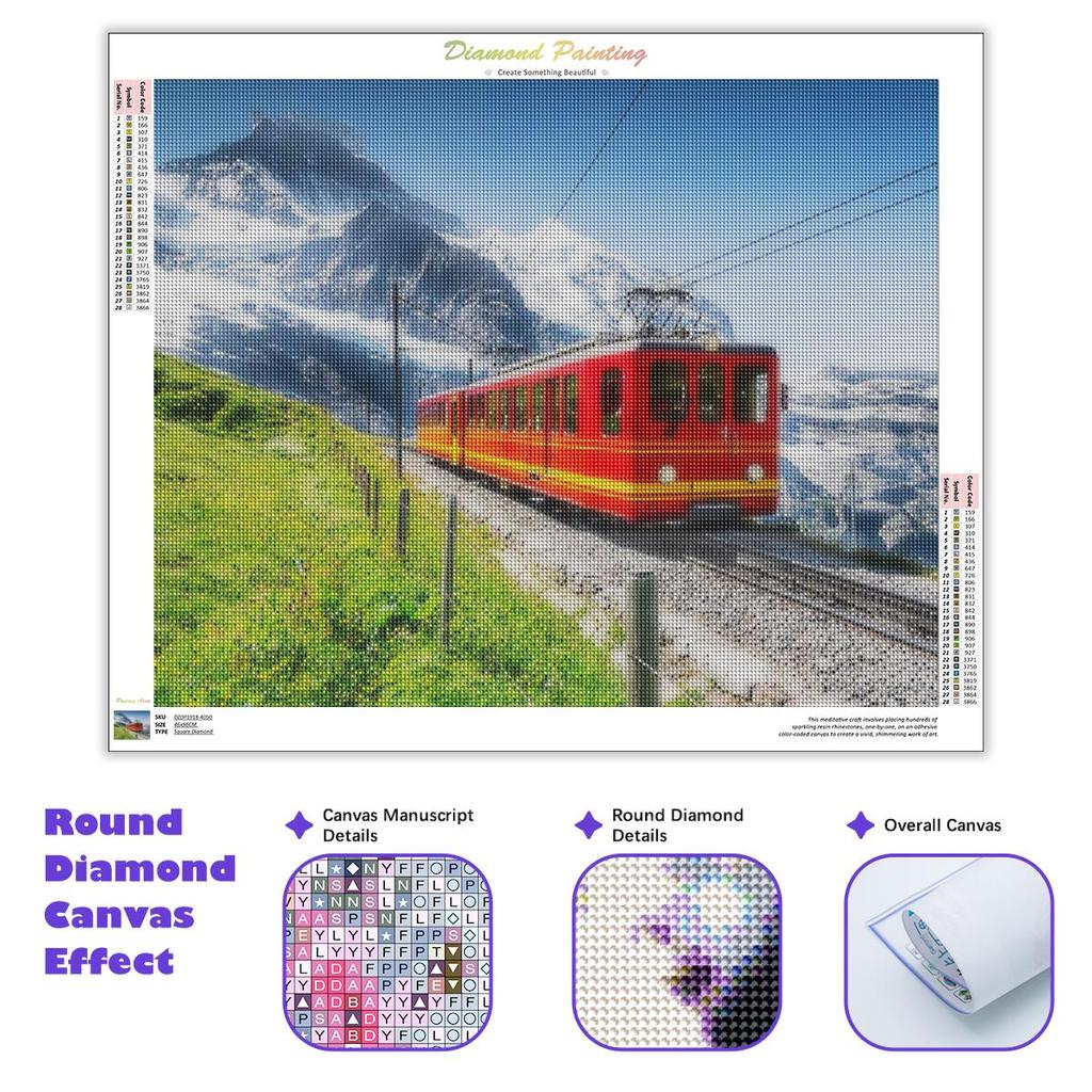 Diamantová malba Krajina Vláček Kamínky Diamantové vyšívání Prodej Mozaika Křížkový steh na zeď 30x40cm/12x16inch