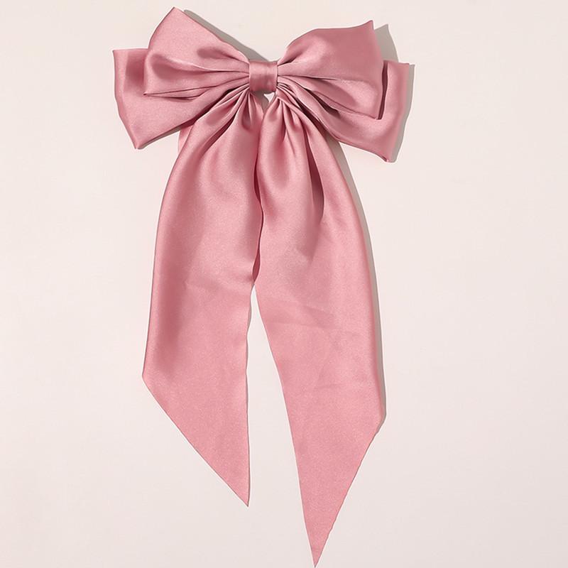 Large Bow Hairpin for Women Girls Summer Chiffon Big Bowknot Stain Bow Barrettes Solid Color Ponytail Clip Hair Accessories