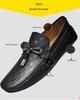 Men's Casual Spring Cowhide Slip-on Loafers, Embossed Leather Driving Shoes, Large Size