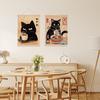 4 Pcs Vintage Japanese Cat Wall Art Hanging Banner, Japanese Noodle Sushi Linen Banner Poster Hanger Wall Decor for Home Kitchen Dining Room Wall