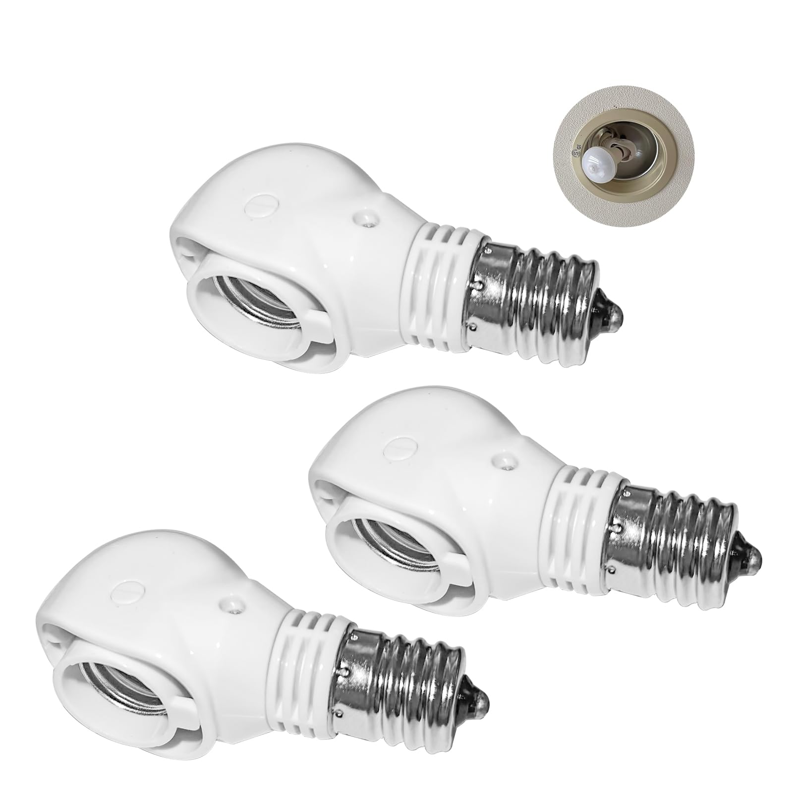 

Регульований цоколь Abishion, Перехідник-адаптер порту цоколя E17 для світлодіодних ламп, Змінює напрямок порту цоколя E17 на 90°, Упаковка 3 шт.