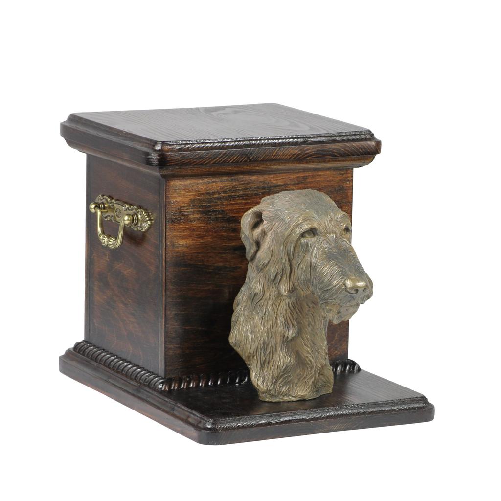 Deerhound, Scottish Deerhound - urn for dog ashes with a statuette, elegant urn for a dog, unique urn with a bust of a dog by Art-Dog brand