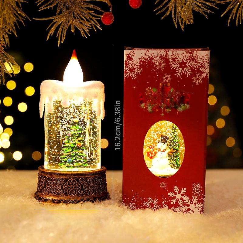 

Christmas Candle Waterilluminated Night Light Gift Box Festive Decoration Home Style D