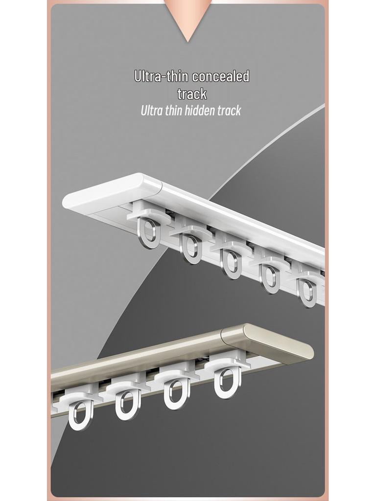 Inward Opening Bay Window Curtain Track - No-Drill, Shaped, Sliding with Hooks