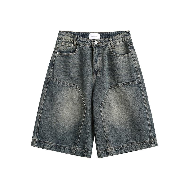 Unisex American Retro Loose Wide Leg Washed Jeans - Summer Straight-Leg Cropped Pants