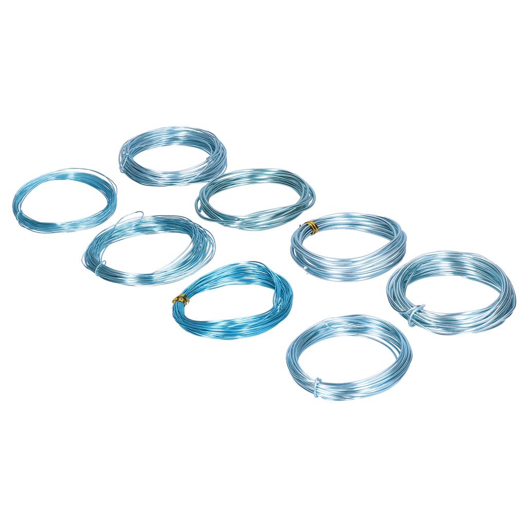 8 Rolls 0.6 3mm Aluminum Craft Wire Jewelry Beading Wire Craft Making Supplies Light Blue