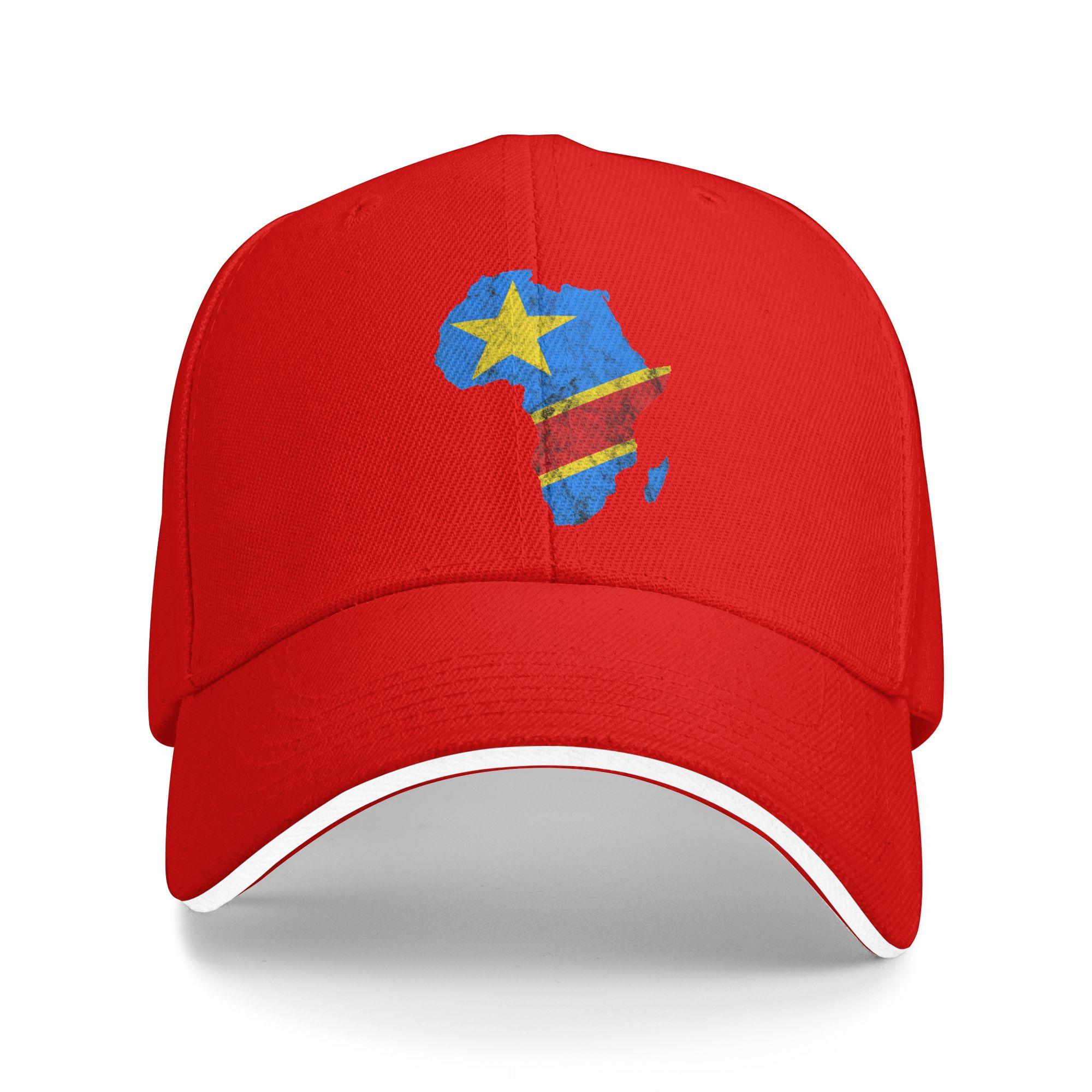 Africa Map Outline Congolese Flag Congo Congolese Sun Baseball Cap Spring FeUnisex Unisex Custom Logo Trucker Hat Sport Snapback Cap One Size