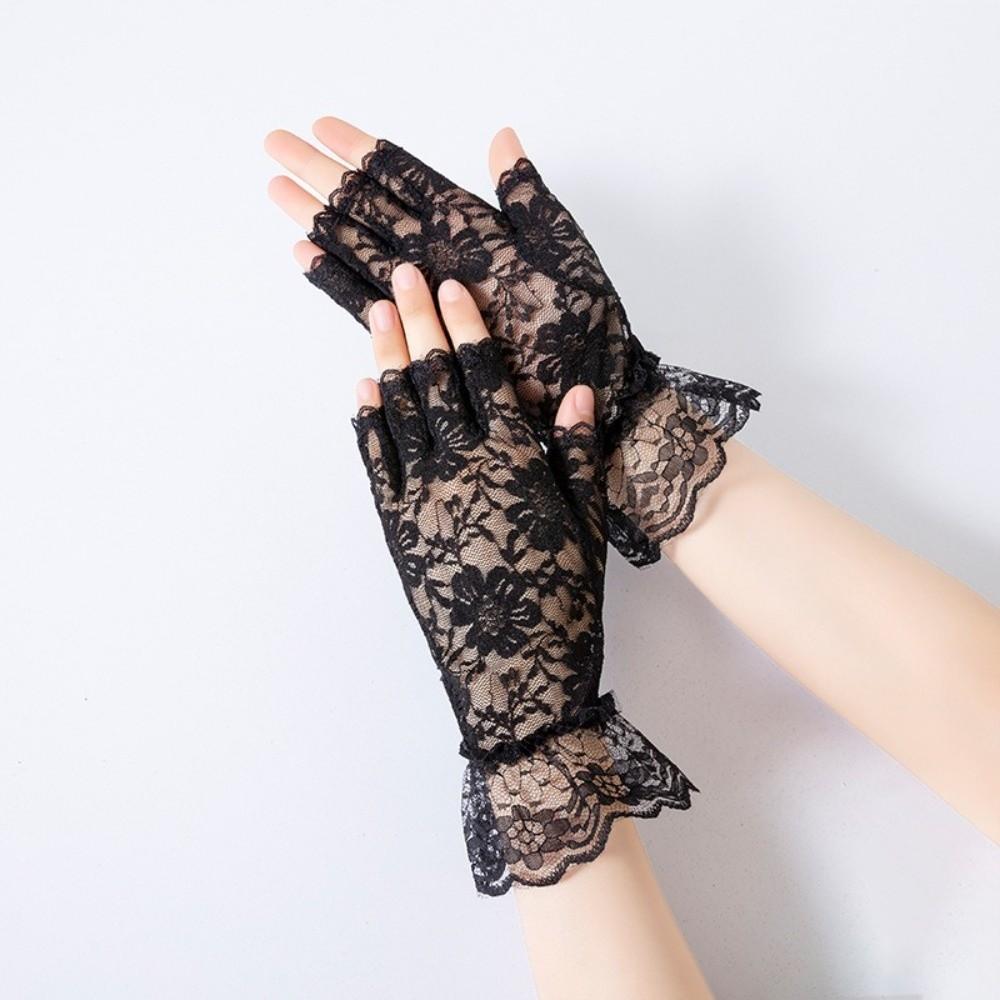Thin Lace Gloves Half Finger Touch Screen Gloves Summer Sun Protection Gloves  Bride Accessories