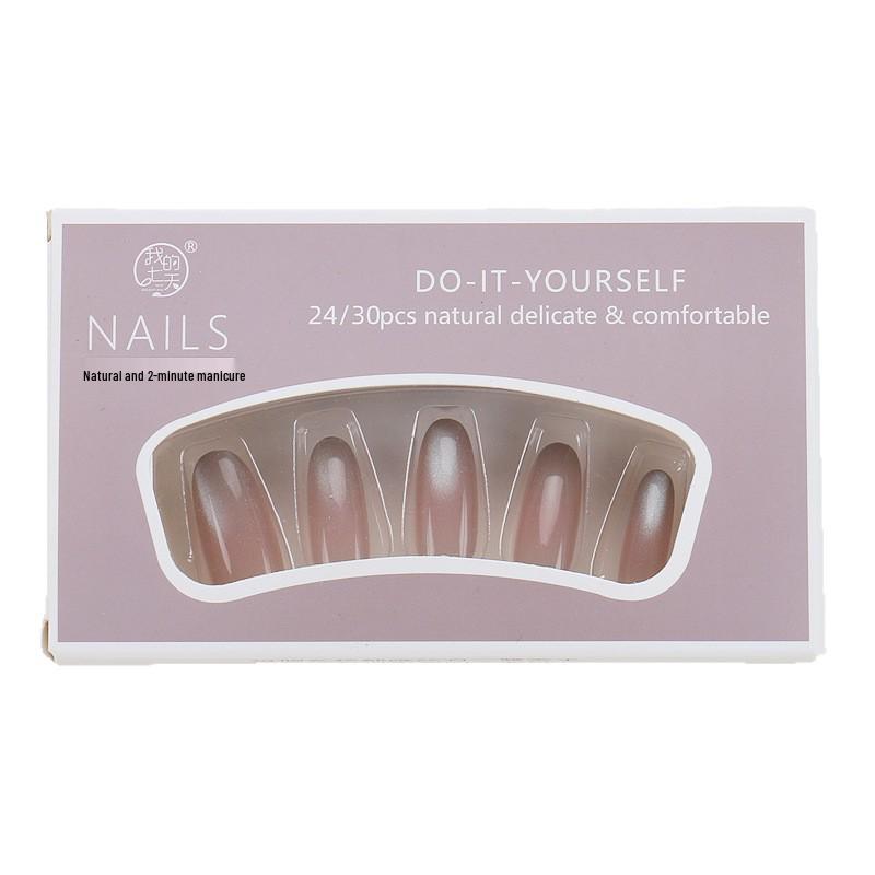 Handmade Oval Gradient Cat Eye Glass Bead False Nails