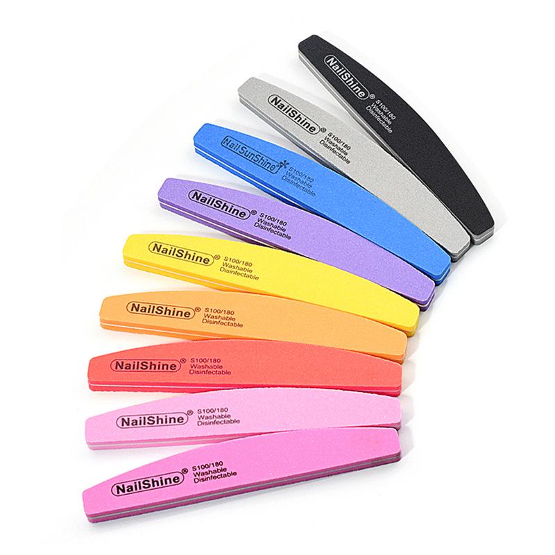 Nail Salon High-Elastic Half-Moon Sanding and Shaping Multi-Color Sponge Nail File