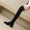 Krazing Pot Flock Autumn Winter Shoes Med Heels Size 43 Over-the-knee Boots Slip on Elastic Thigh High Boots