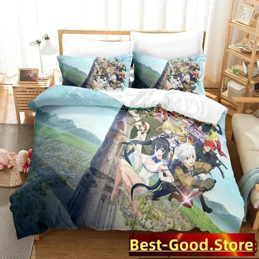 3D-print Danmachi Anime Hestia Sängkläder Set Tryckt Sängkläder Set Med Örngott Säng Påslakan Mjuk Queen King Size Sängkläder Hem
