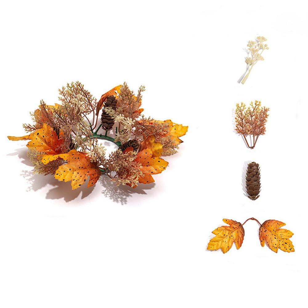 Fade Resistant Artificial Maple Mini Wreath Rustic Harvest Wreath Pumpkin Garland  Tabletop Decor