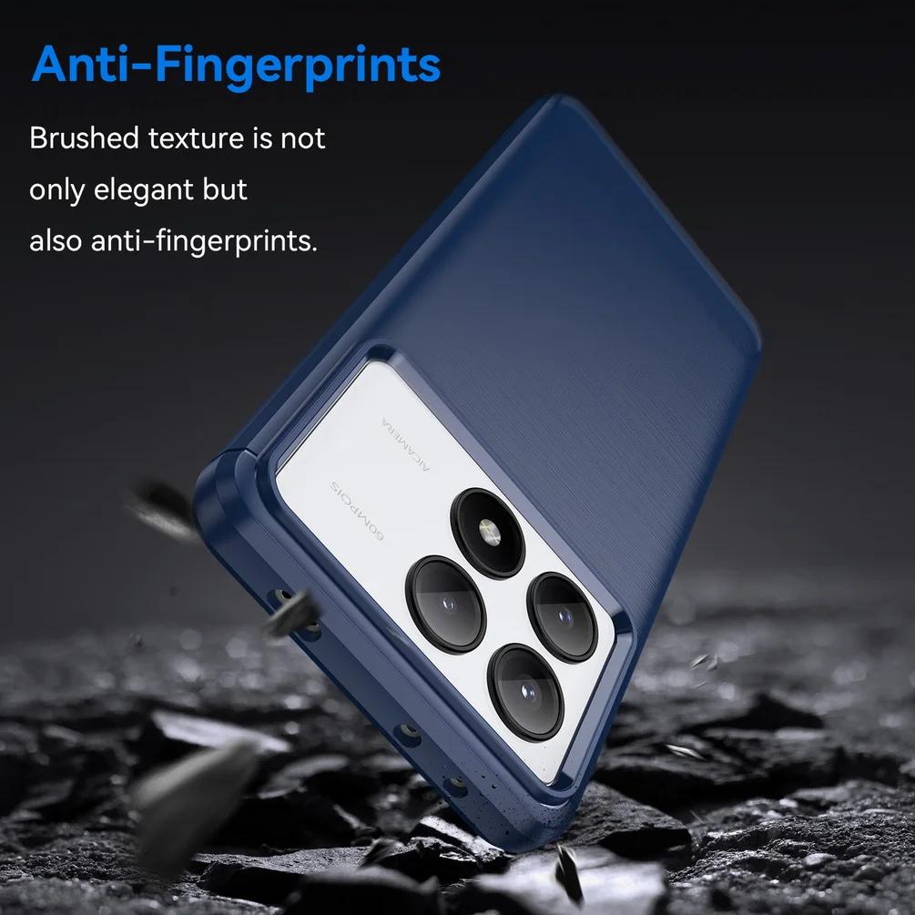 עבור Xiaomi Poco X6 PocoX6 Pro Case Armor סיבי פחמן TPU רך סיליקון כיסוי מאחור לטלפון כיסוי נרתיק
