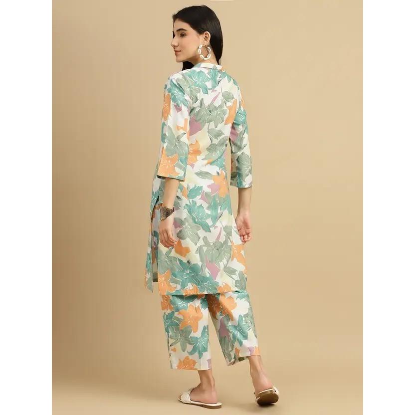 Women Designer Printed Kurta Pant Cord Set Indian Bollywood Top Tunic Kurti VSO-1697 C