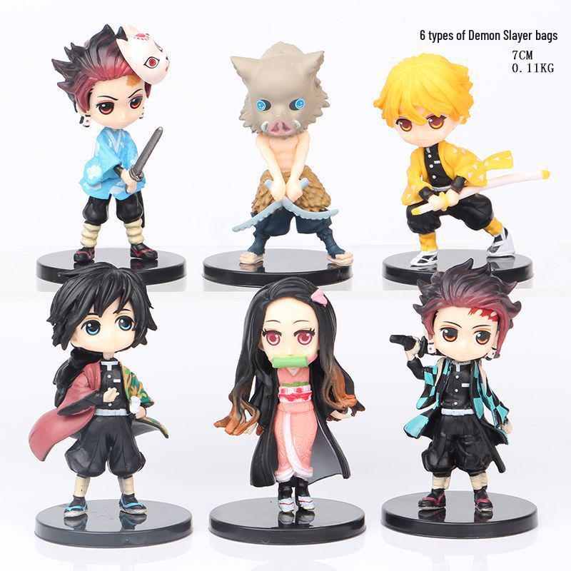 Q Version Demon Slayer Figures - Tanjiro, Nezuko & Zenitsu Ornaments In Sitting, Standing, or Kneeling Poses