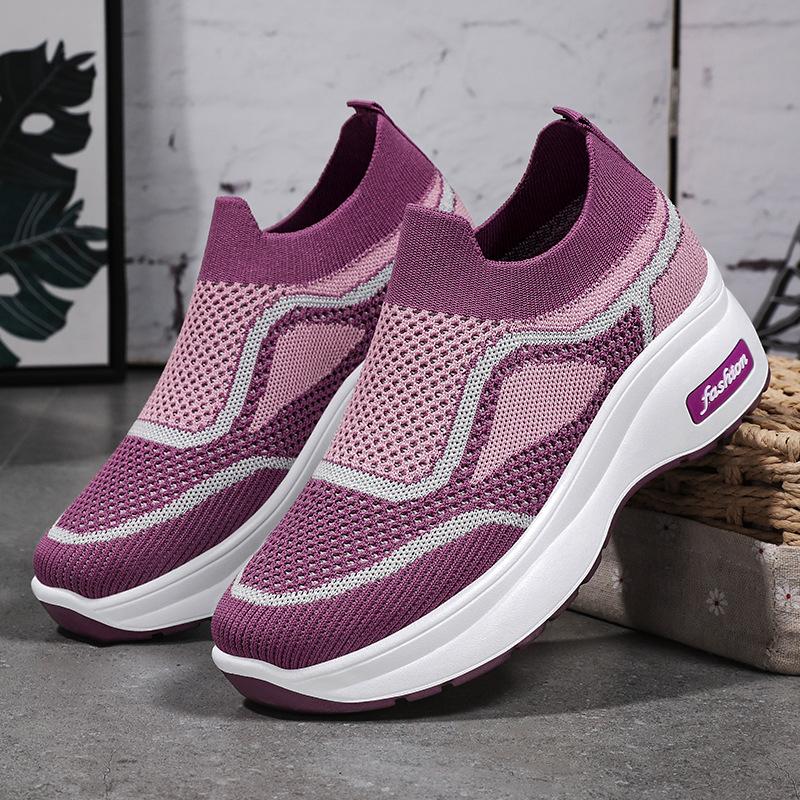 Shoes Casual Style Women's Shoes Height-increasing Shoes 2025 New Style Fly Woven Breathable Thick-soled Mesh Shoes