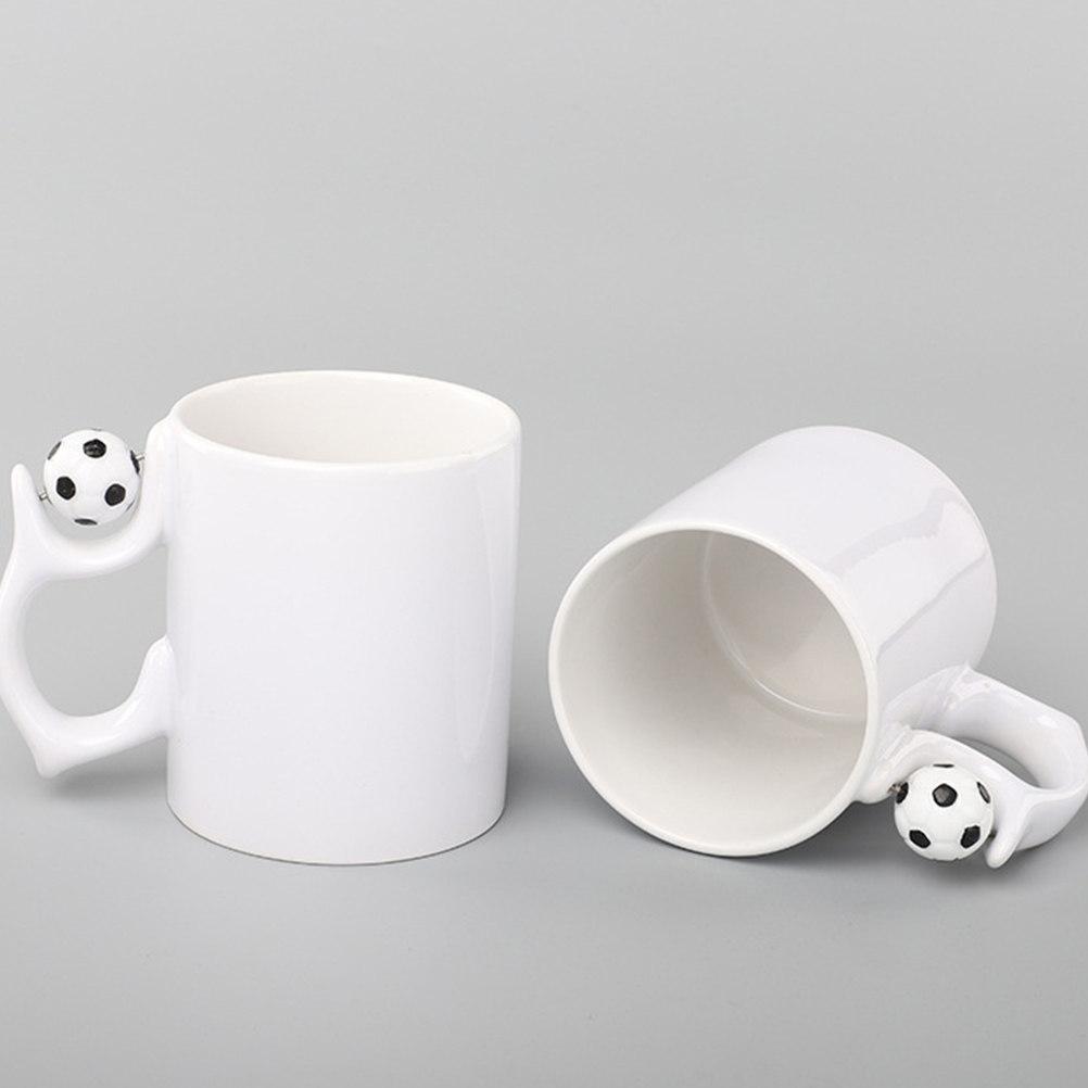 2Pcs Soccer Mugs Ceramic Coffee Cups White Milk Drink Containers Creative Multifunctional Beverage Storage Cup Gifts for Couples
