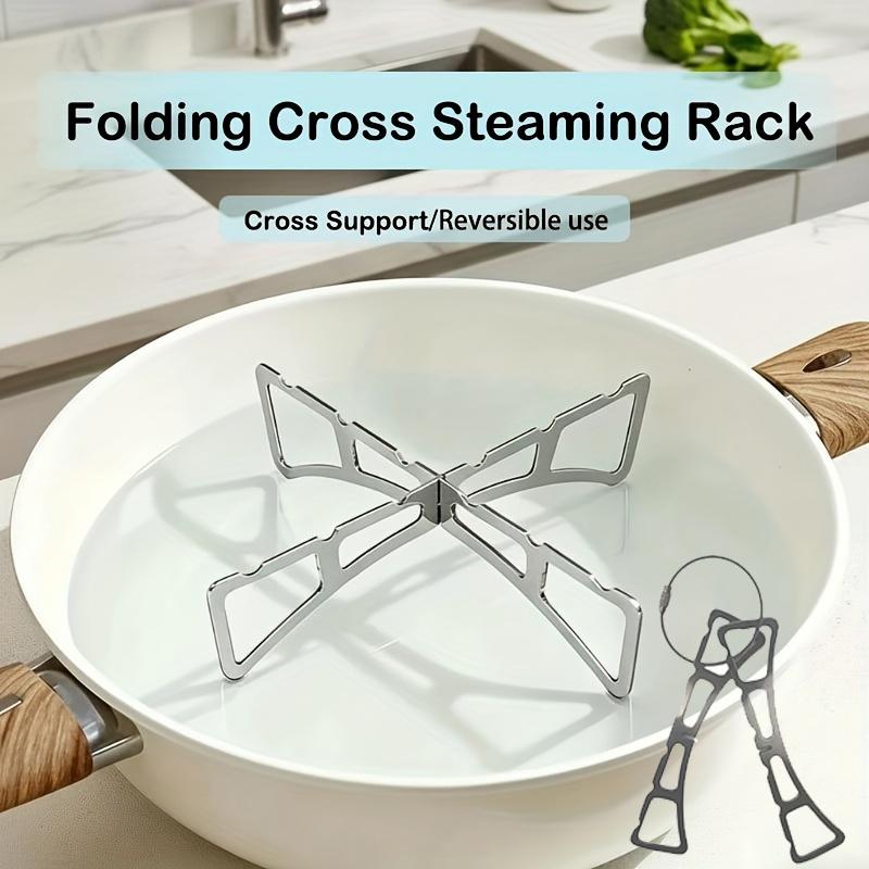 Stainless Steel Cross Steaming Rack Foldable Multi-Use Kitchen Pot Stand Portable Outdoor Camping BBQ Picnic Stand Stove Rack