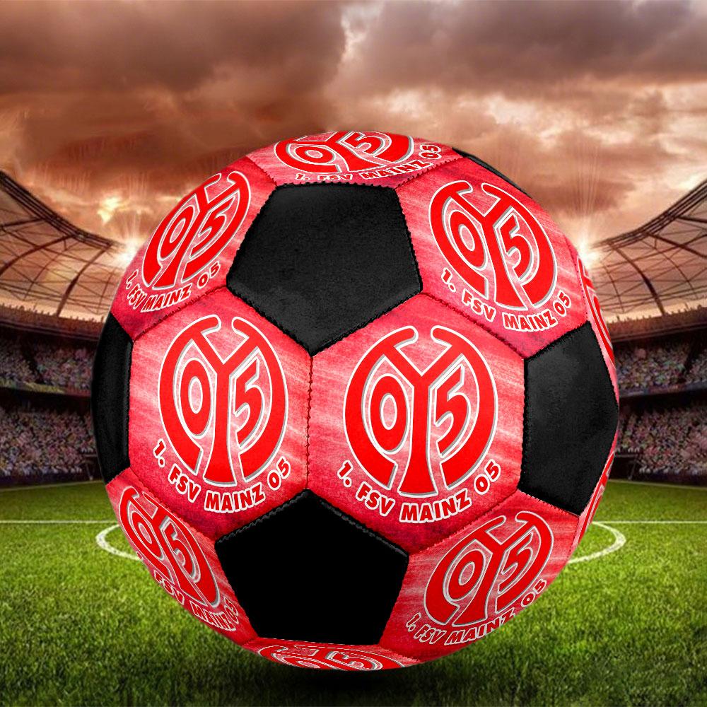 FSV Mainz 05 Size 5 Soccer Ball, Machine-Stitched PVC, Durable & High Bounce, All Ages Fit, Fan Merchandise, Matches & Outdoor Use.